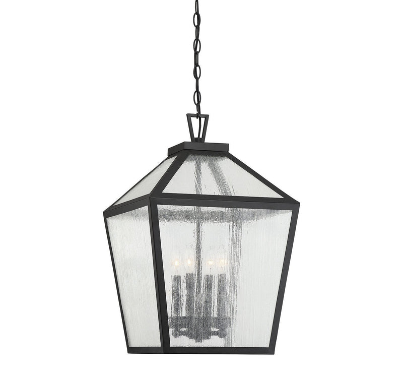 Woodstock 4-Light Outdoor Lantern Pendant in Black