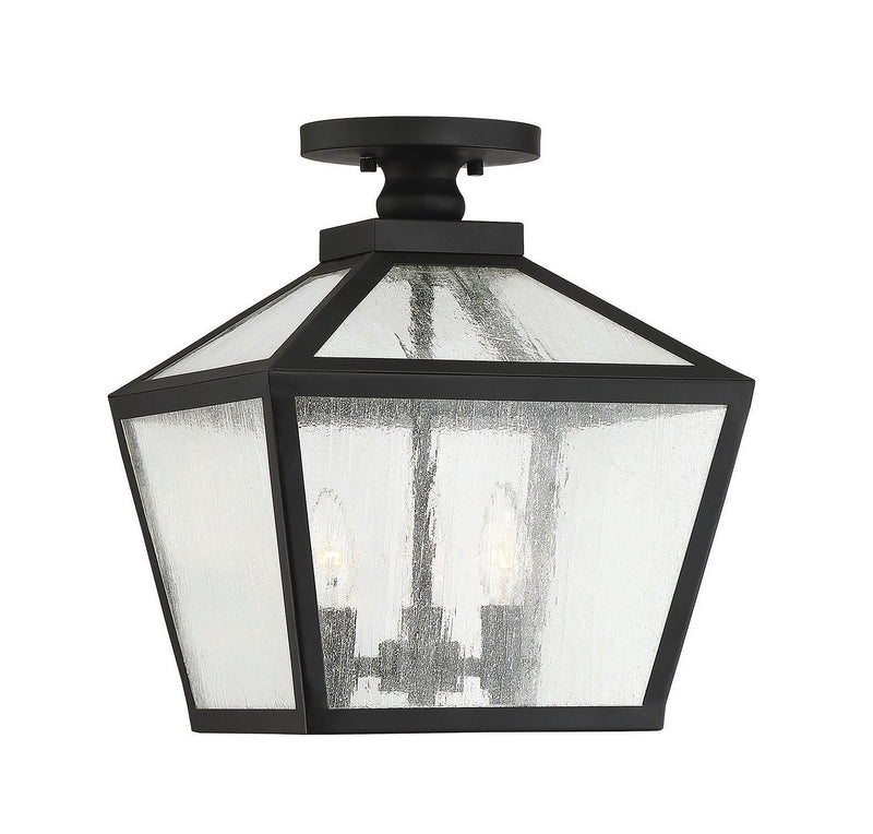 Woodstock 3-Light Outdoor Semi-Flush Mount in Black