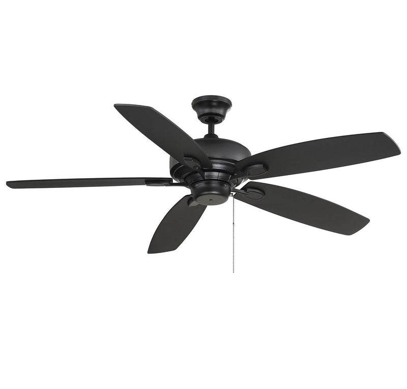 Transitional 52" Ceiling Fan without Light in Matte Black