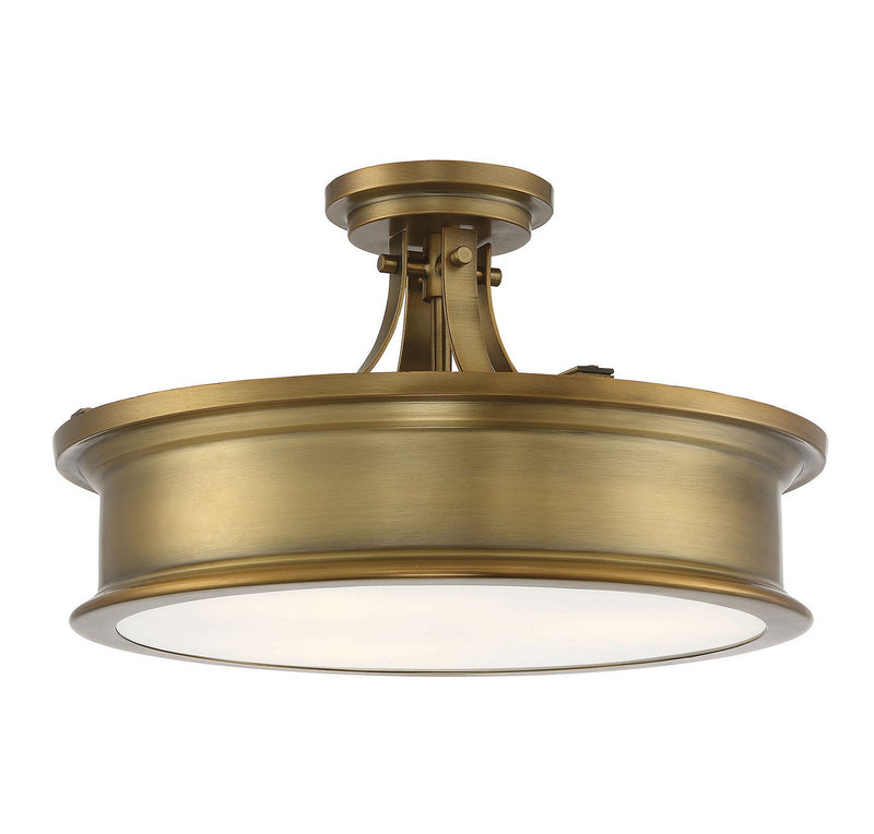 Watkins 3-Light Semi-Flush Mount in Warm Brass