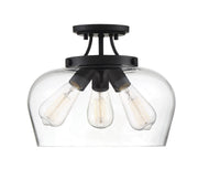 Octave 3-Light Clear Glass Semi-Flush Mount in Black