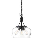 Octave 3-Light Clear Glass Pendant in Black
