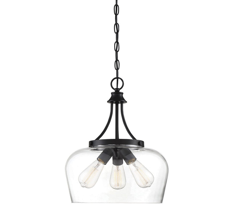 Octave 3-Light Clear Glass Pendant in Black