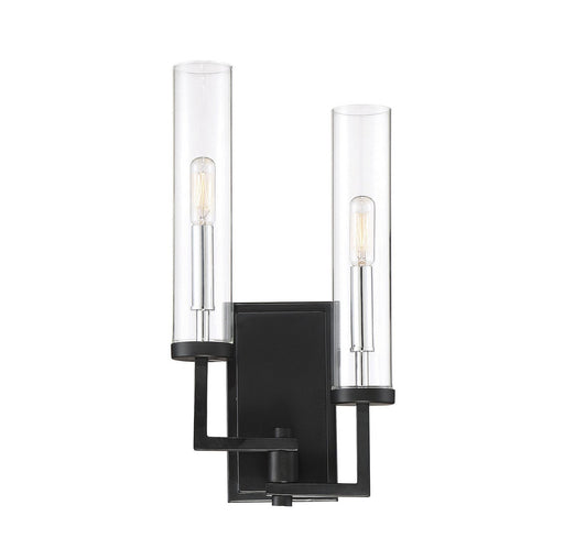 Folsom 2-Light Wall Sconce in Matte Black with Polished Chrome Accents