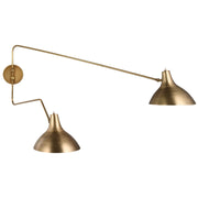 Charlton Large Double 2-Light Swing Arm Wall Lamp in Hand-Rubbed Antique Brass