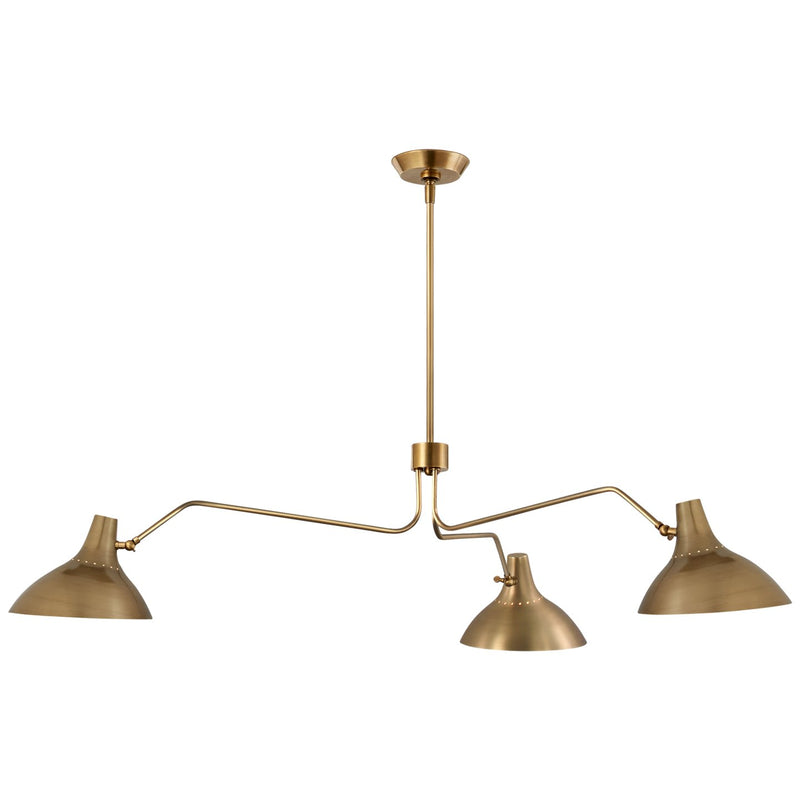 Charlton Large Triple Arm 3-Light Pendant in Hand-Rubbed Antique Brass