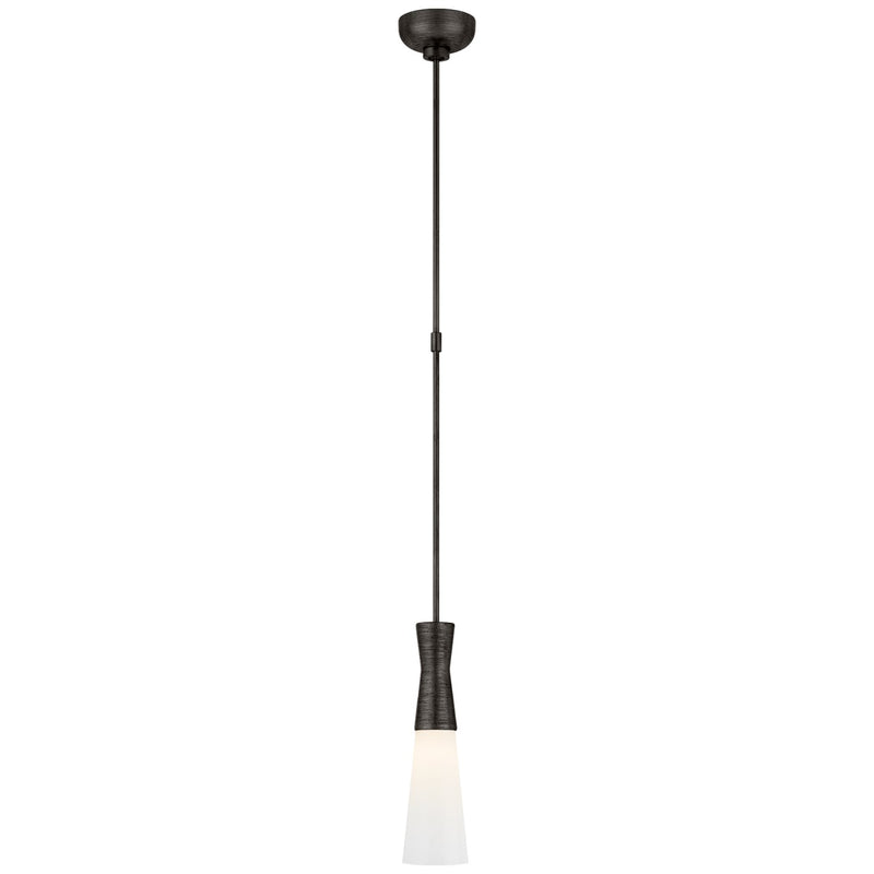 Utopia 4" White Glass Mini Pendant in Aged Iron