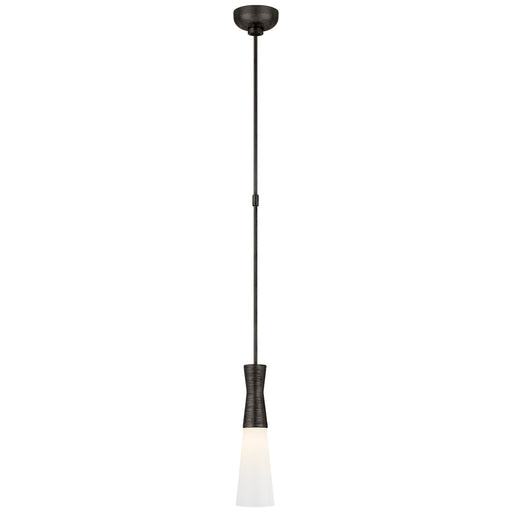 Utopia 4" White Glass Mini Pendant in Aged Iron