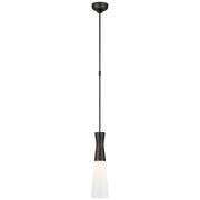 Utopia Medium White Glass Mini Pendant in Aged Iron