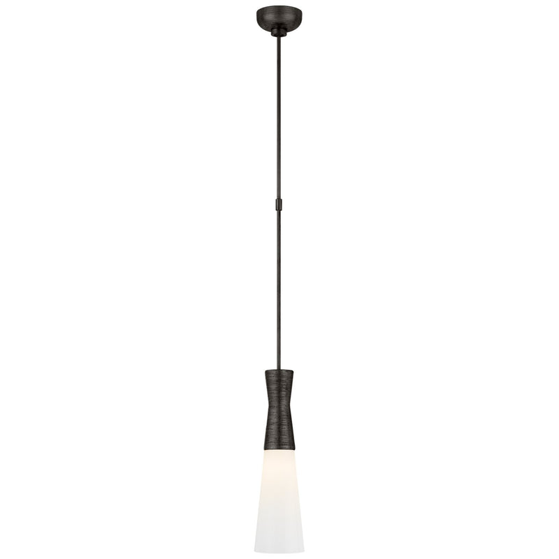 Utopia Medium White Glass Mini Pendant in Aged Iron