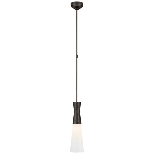 Utopia Medium White Glass Mini Pendant in Aged Iron