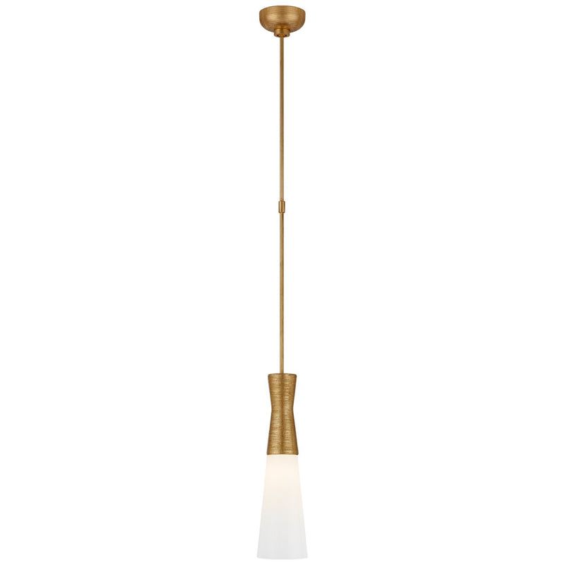 Utopia Medium White Glass Mini Pendant in Gild