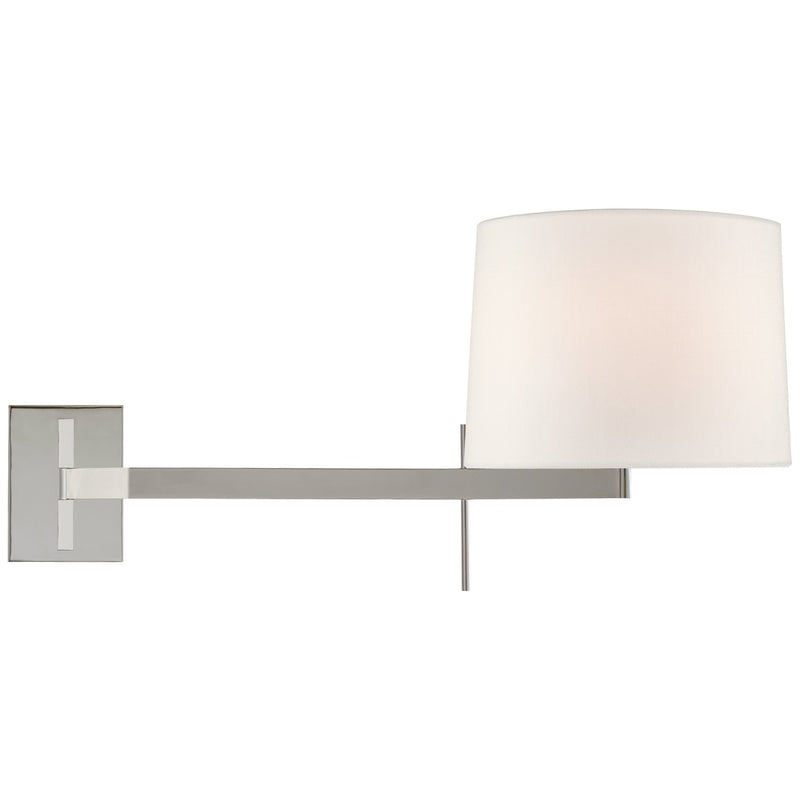Sweep Medium Left Swing Arm Wall Lamp in Polished Nickel