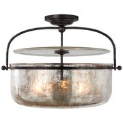 Lorford Medium Lantern 20" 3-Light Semi-Flush Mount in Aged Iron