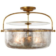 Lorford Medium Lantern 20" 3-Light Semi-Flush Mount in Gilded Iron