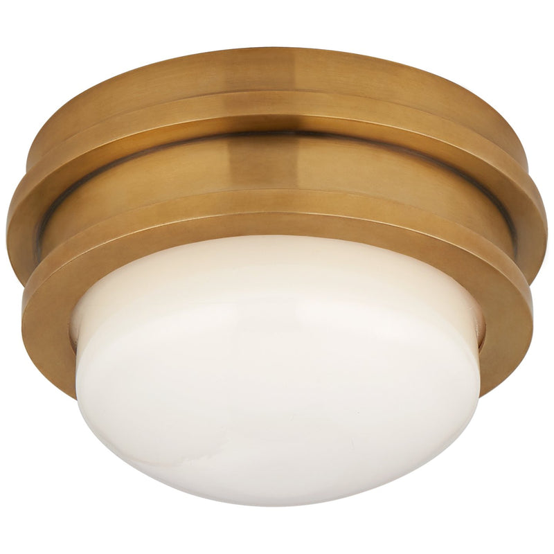 Launceton 5" Solitaire Outdoor Flush Mount in Antique-Burnished Brass