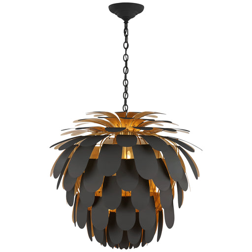 Cynara Six Light Chandelier in Matte Black and Gild