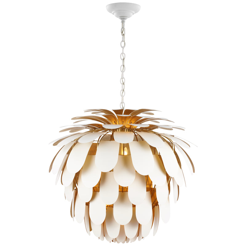 Cynara Six Light Chandelier in White and Gild