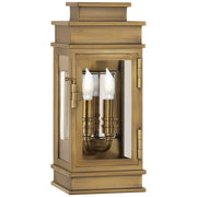 Linear Mini 12" 2-Light Outdoor Wall Lantern in Antique-Burnished Brass