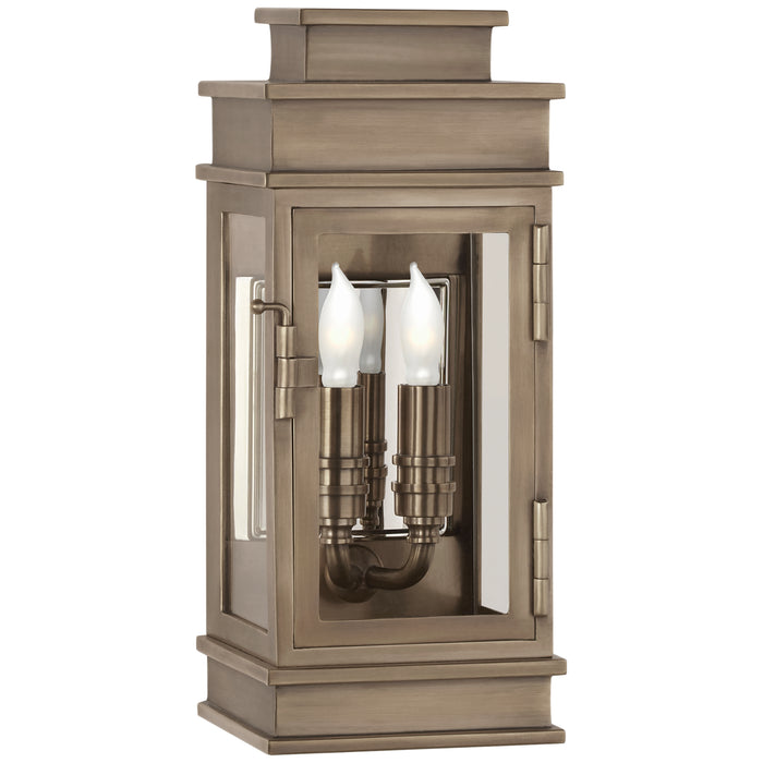 Linear Lantern Two Light Wall Lantern in Antique Nickel