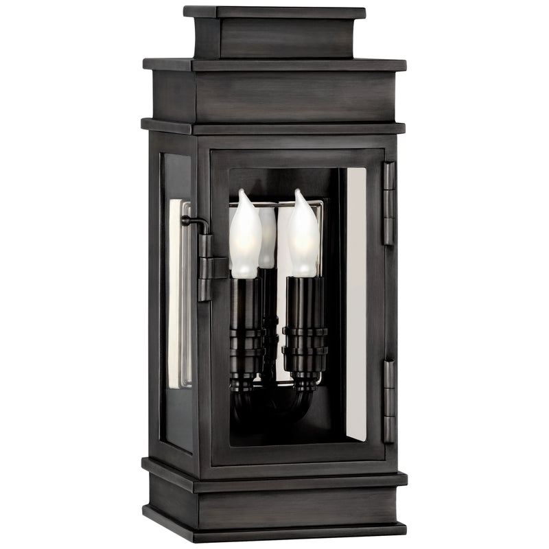 Linear Lantern Two Light Wall Lantern in Bronze