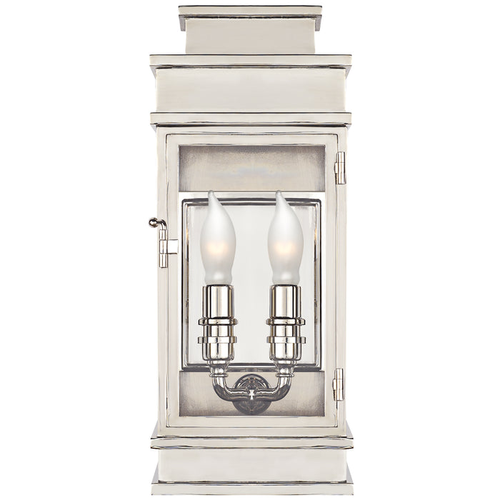 Linear Lantern Two Light Wall Lantern in Polished Nickel
