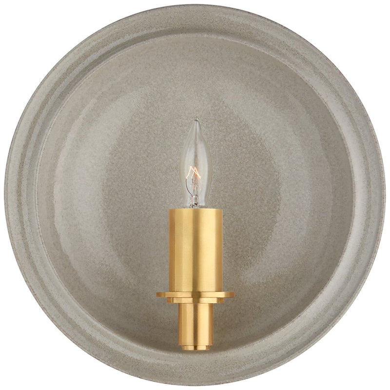 Leeds Small Round Wall Sconce in Shellish Gray