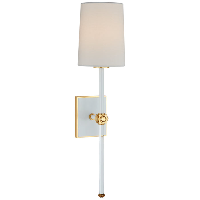Lucia One Light Wall Sconce in White and Crystal