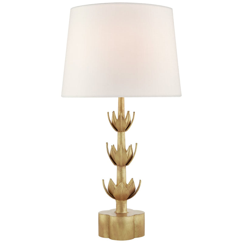 Alberto Large Triple Table Lamp in Antique Gold Leaf