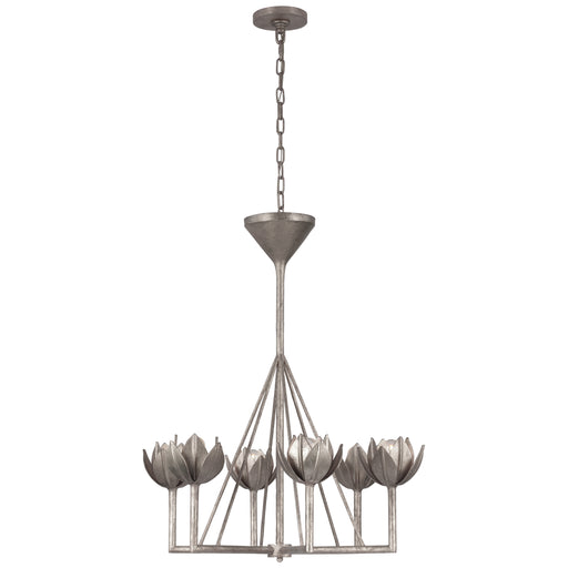 Alberto Six Light Chandelier in Burnished Silver Leaf