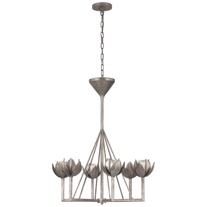 Alberto Six Light Chandelier in Burnished Silver Leaf