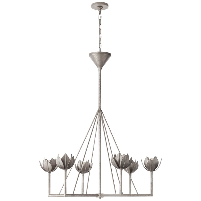 Alberto Six Light Chandelier in Burnished Silver Leaf