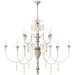 Fortuna 12 Light Chandelier in Vintage White and Gild