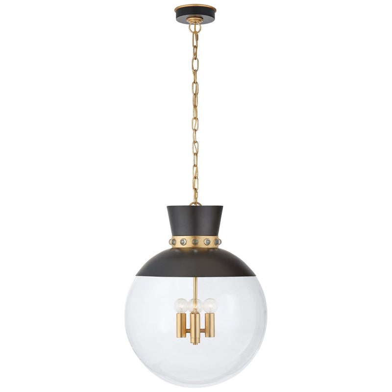 Lucia Large 18" 4-Light Lantern Pendant in Matte Black and Gild