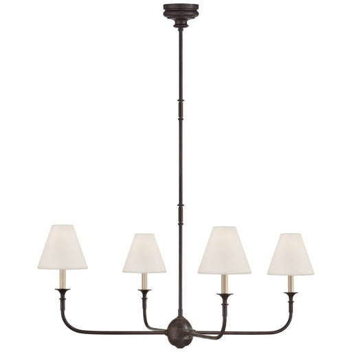 Piaf Large 4-Light Chandelier in Aged Iron and Ebonized Oak