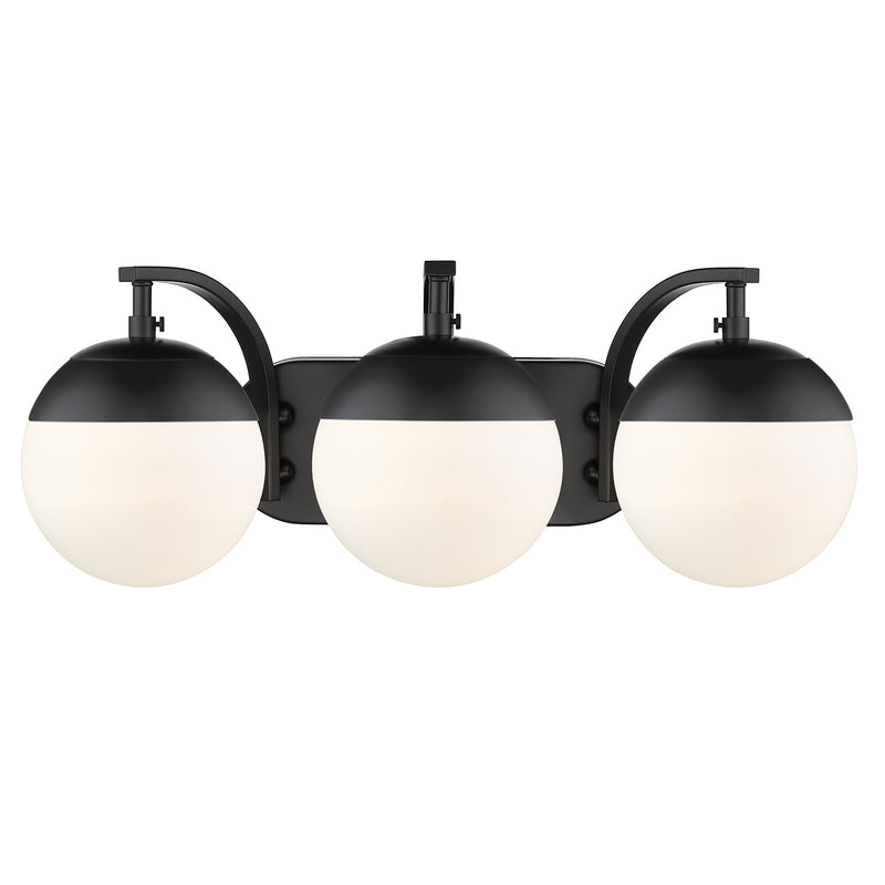 Dixon 3-Light Bath Vanity in Matte Black with Opal Glass