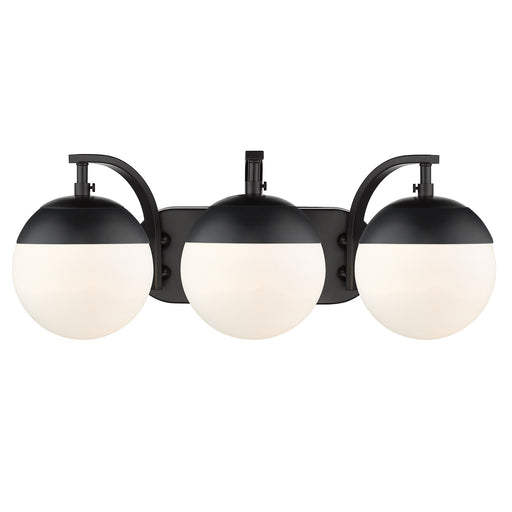 Dixon 3-Light Bath Vanity in Matte Black with Opal Glass