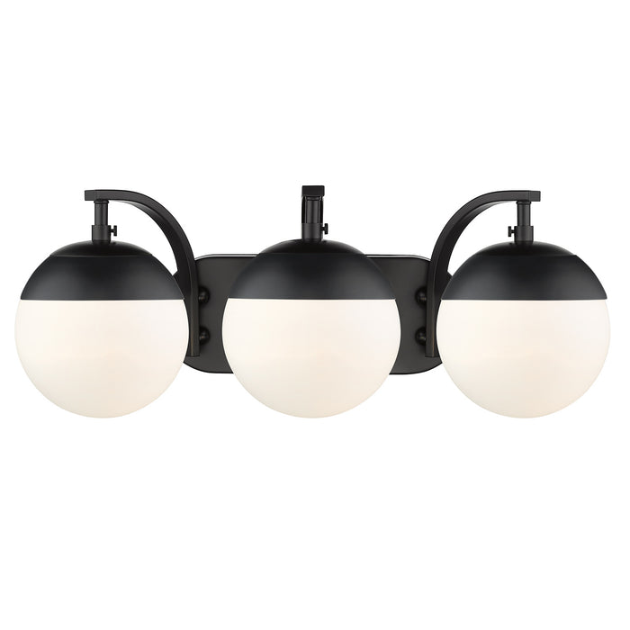 Dixon 3-Light Bath Vanity in Matte Black with Opal Glass