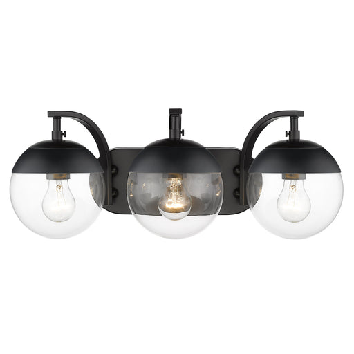 Dixon 3-Light Bath Vanity in Matte Black with Clear Glass