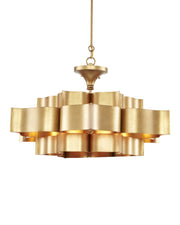 Grand Lotus 6-Light Large Drum Pendant in Antique Gold Leaf