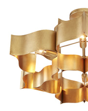 Grand Lotus 6-Light Large Drum Pendant in Antique Gold Leaf