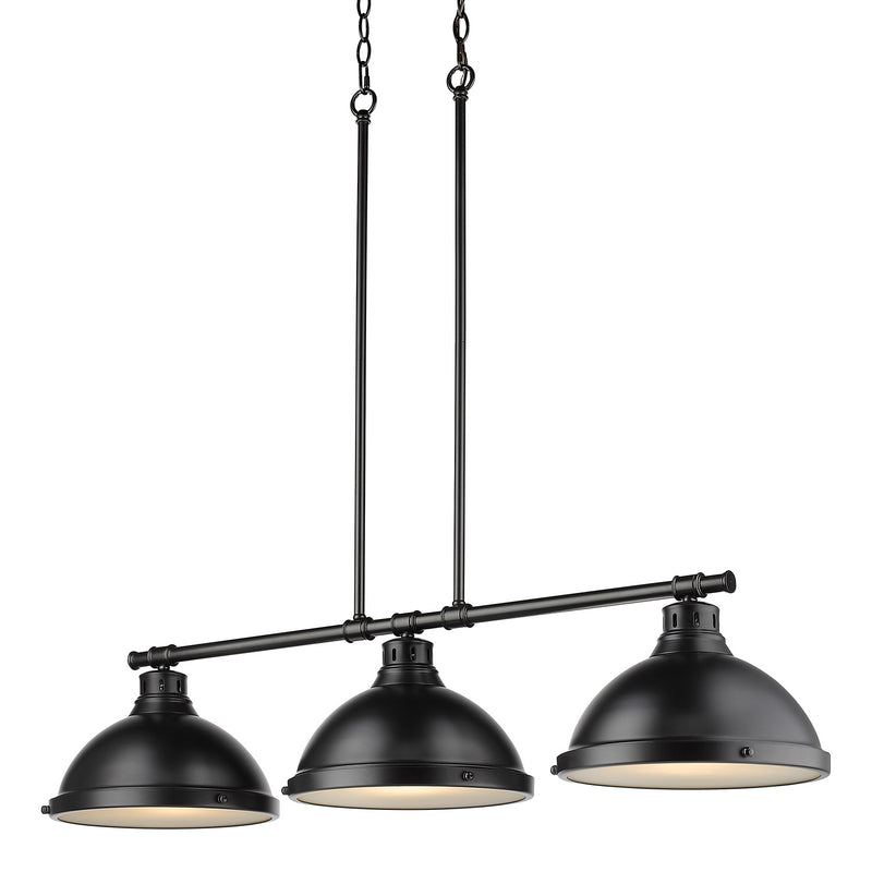 Duncan 3-Light Linear Pendant in Matte Black with Matte Black Shades