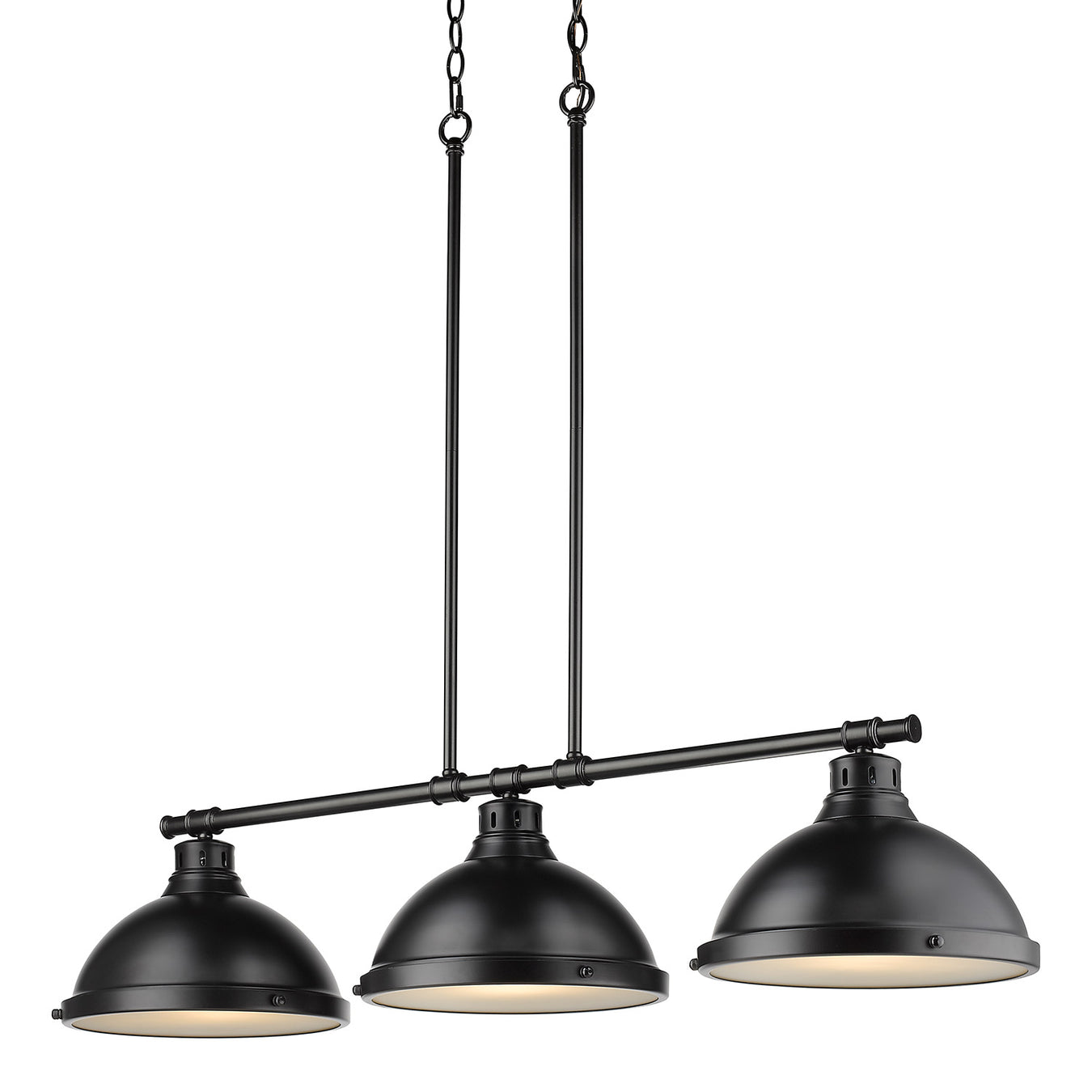 Duncan 3-Light Linear Pendant in Matte Black with Matte Black Shades