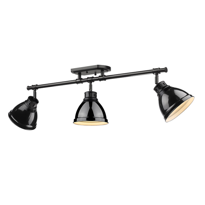 Duncan Semi-Flush Track Light in Matte Black with Black Shades