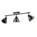Duncan Semi-Flush Track Light in Matte Black with Black Shades