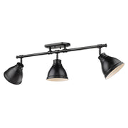 Duncan Semi-Flush Track Light in Matte Black with Matte Black Shades