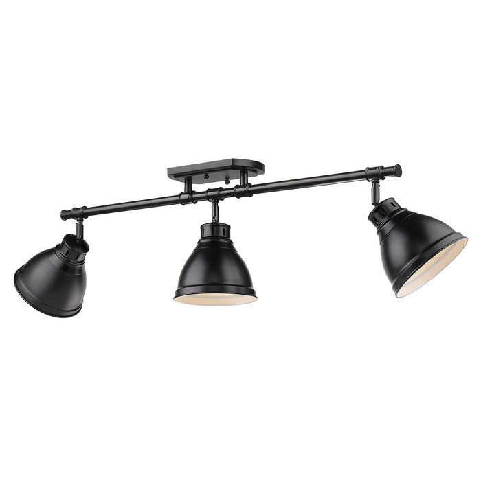Duncan Semi-Flush Track Light in Matte Black with Matte Black Shades