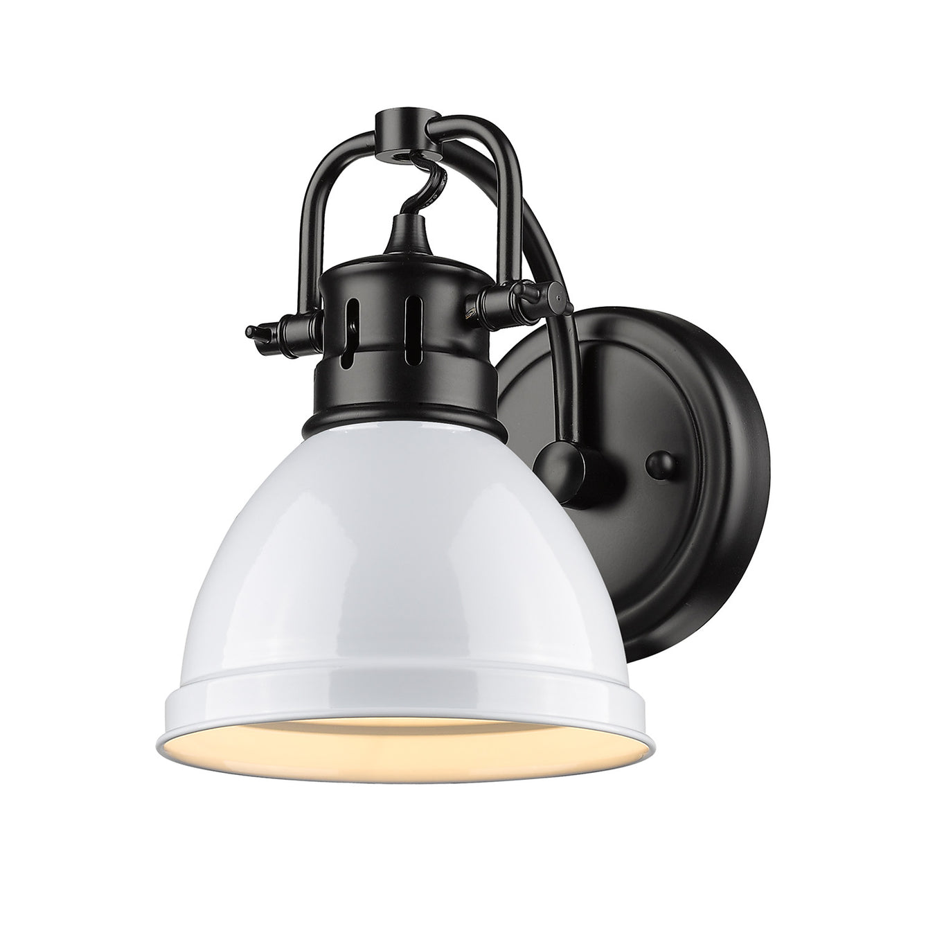 Duncan 1-Light Bath Vanity in Matte Black with White Shade