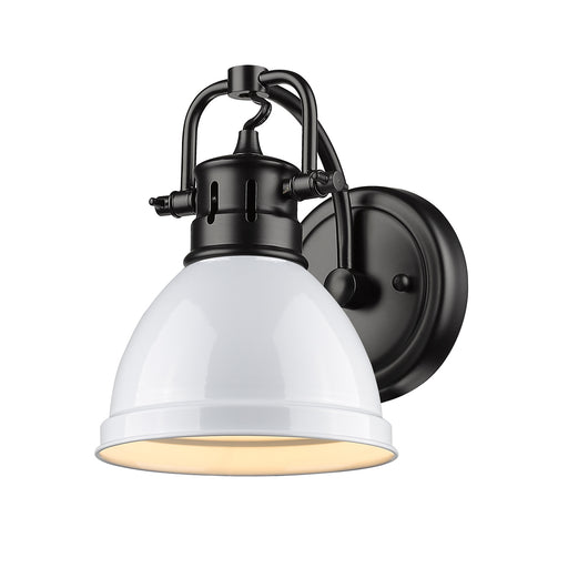 Duncan 1-Light Bath Vanity in Matte Black with White Shade