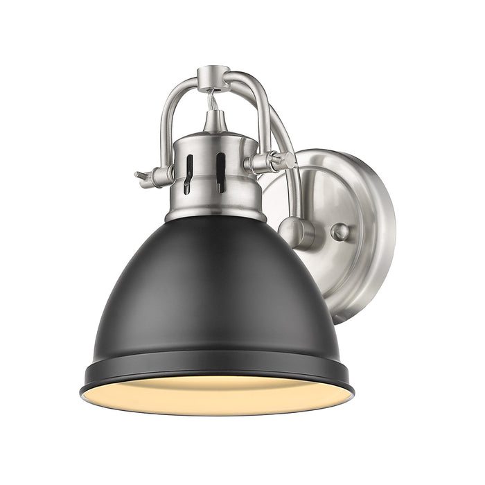 Duncan 1-Light Bath Vanity in Pewter with Matte Black Shade